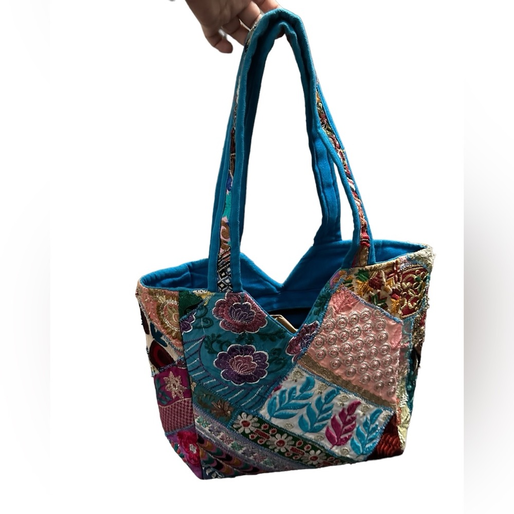 Tribe Azure Fair Trade Patchwork Embroidered Bohe… - image 5